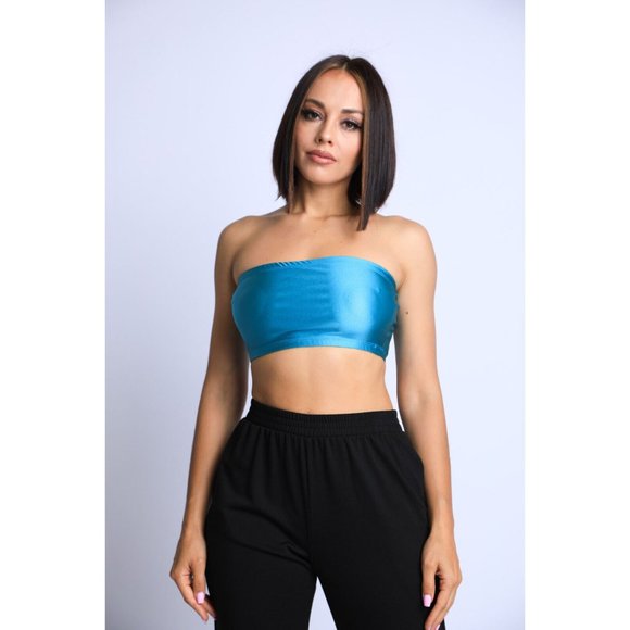 Boutique Tops - Women's Casual Sleeveless Off The Shoulder Tube Top Bandeau Nylon Spandex Comfy
